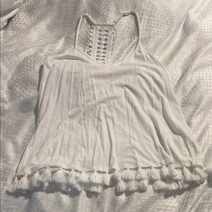 Lilly Pulitzer White Tassel Tank Top